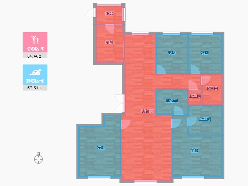 北京-北京市-北京城建国誉府A1号楼162M2-122.81-户型库-动静分区