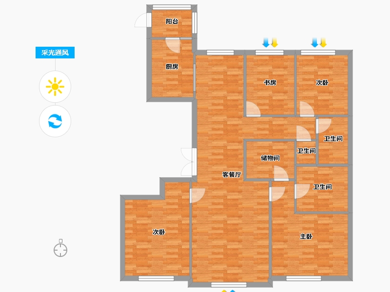 北京-北京市-北京城建国誉府A1号楼162M2-122.81-户型库-采光通风