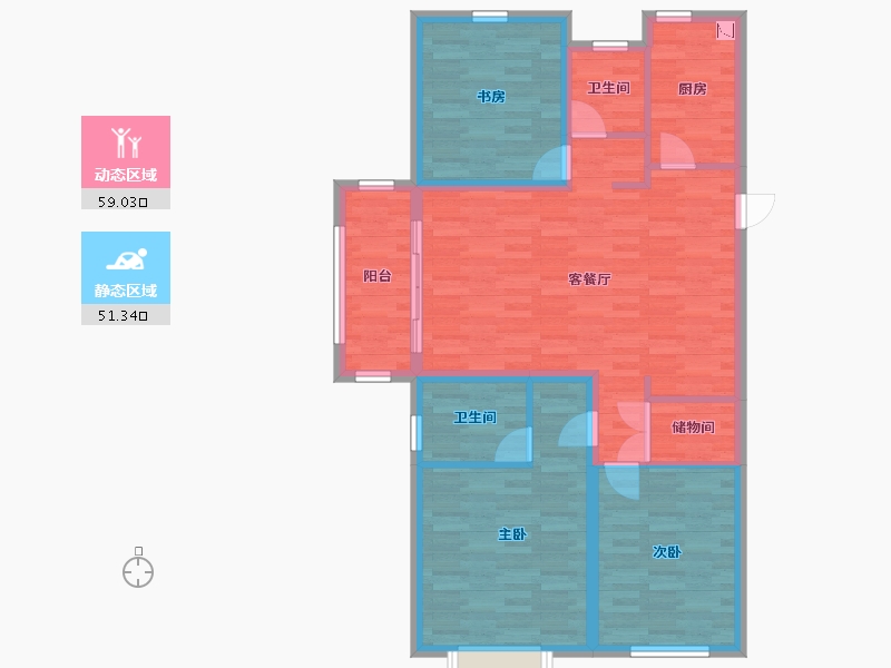 江苏省-淮安市-桃源名府-99.27-户型库-动静分区