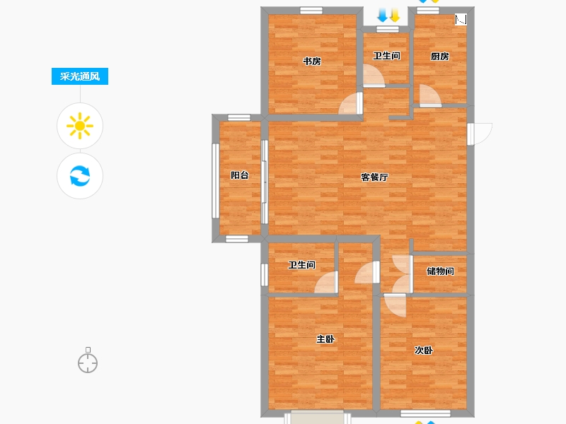 江苏省-淮安市-桃源名府-99.27-户型库-采光通风