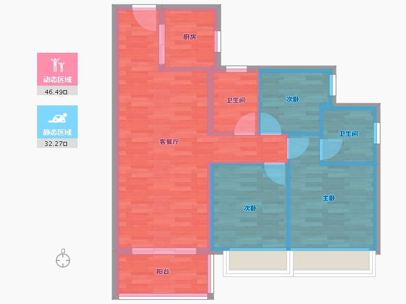 云南省-昆明市-保利阳光城翡丽公园-70.48-户型库-动静分区