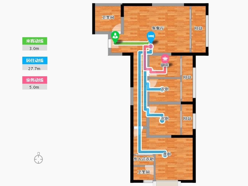 云南省-昆明市-龙溪华庭-90.03-户型库-动静线