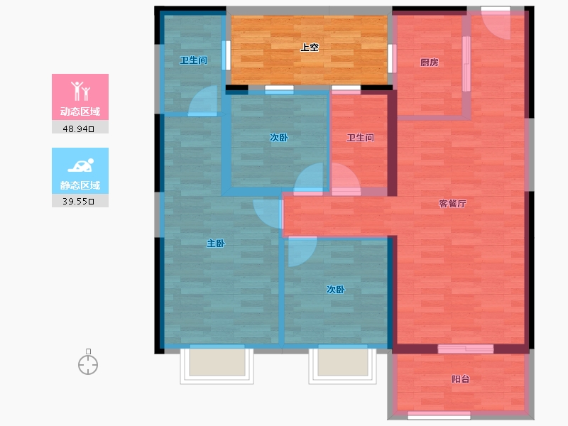 湖北省-宜昌市-宜昌碧桂园-86.64-户型库-动静分区