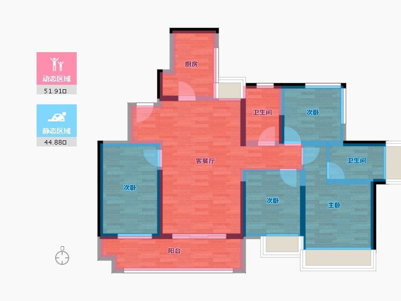 广东省-惠州市-金悦华府-84.53-户型库-动静分区