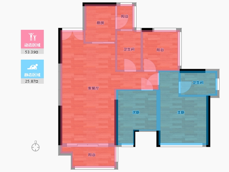 广东省-惠州市-佳兆业时代·可园-71.07-户型库-动静分区