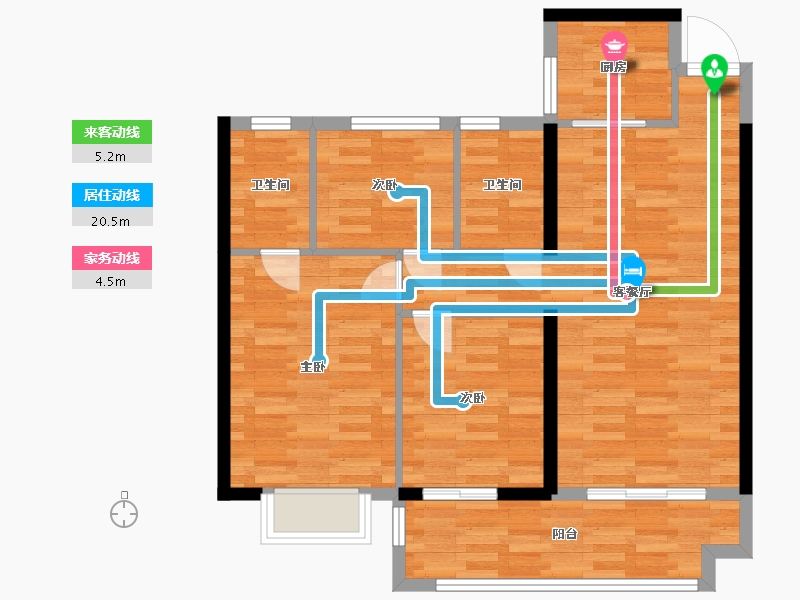 福建省-三明市-水岸吉祥里-80.00-户型库-动静线