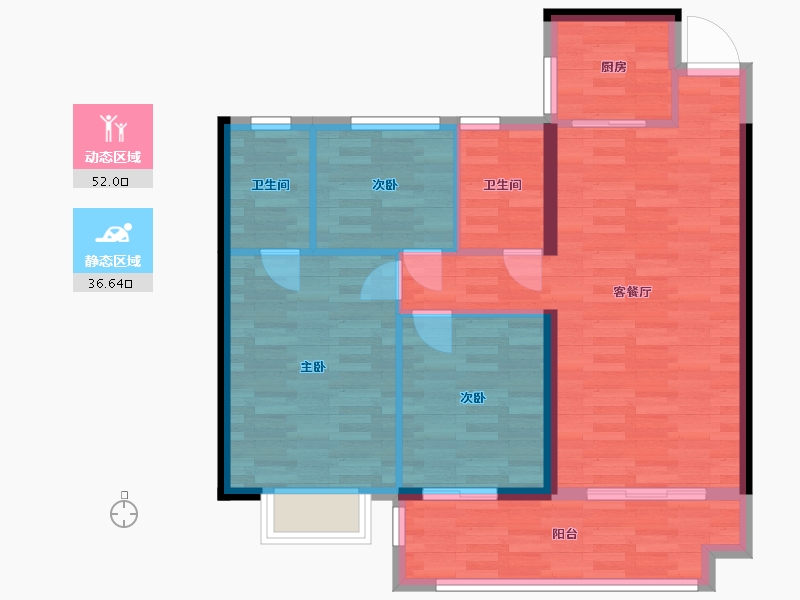 福建省-三明市-水岸吉祥里-80.00-户型库-动静分区