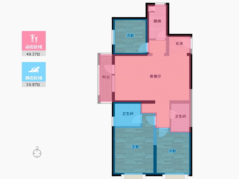 山西省-太原市-太原华润中海凯旋门-77.40-户型库-动静分区