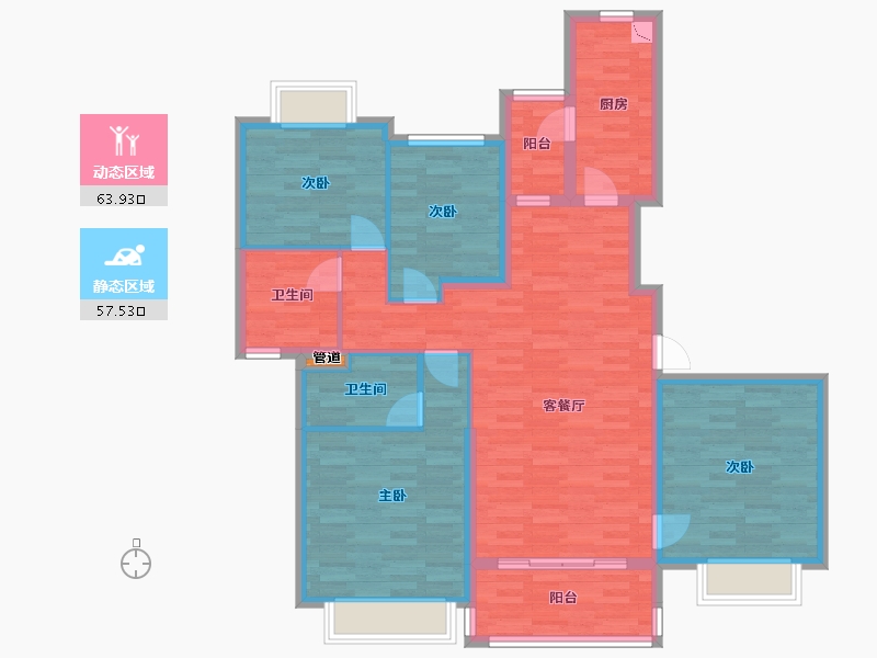 陕西省-西安市-恒大雅苑-108.90-户型库-动静分区