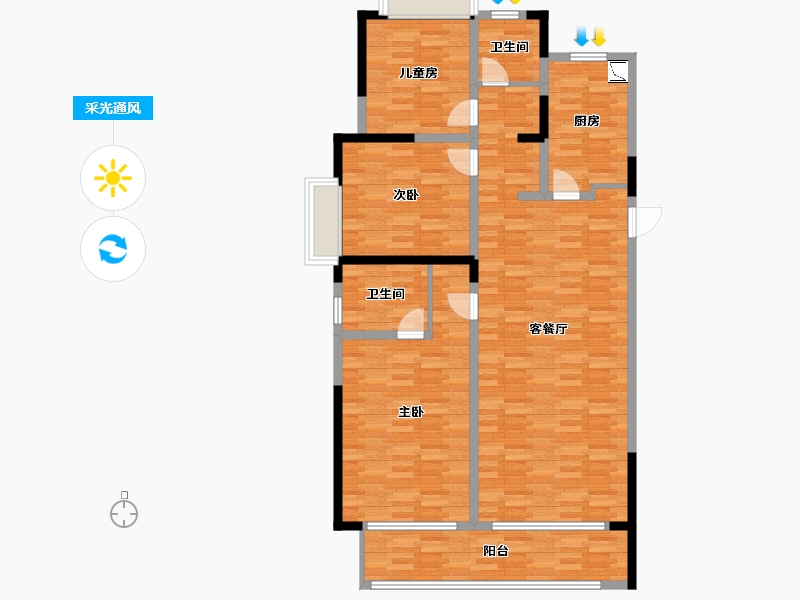 湖南省-长沙市-吾悦广场-120.01-户型库-采光通风