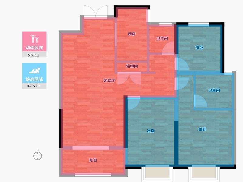 河南省-安阳市-嘉州上悦-89.54-户型库-动静分区