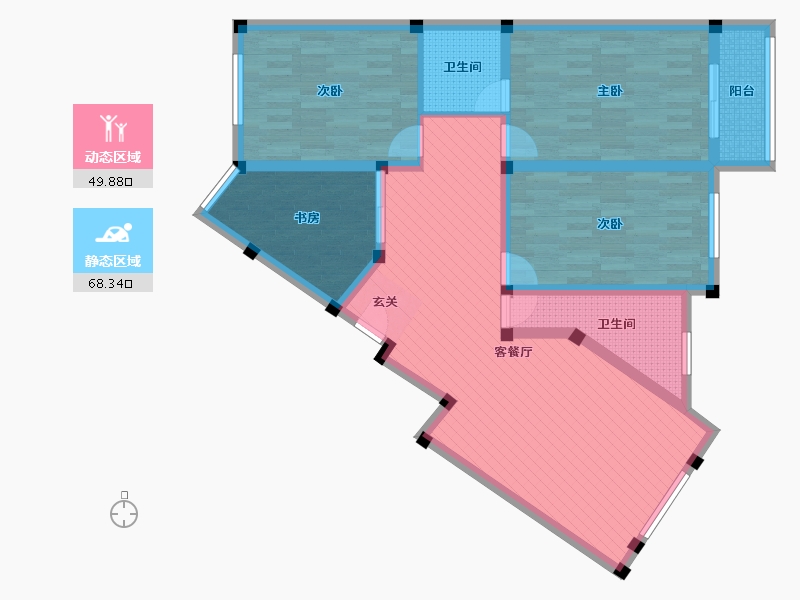 甘肃省-庆阳市-庆城县庆华名苑B区-103.90-户型库-动静分区