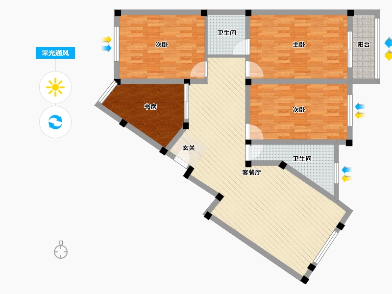 甘肃省-庆阳市-庆城县庆华名苑B区-103.90-户型库-采光通风