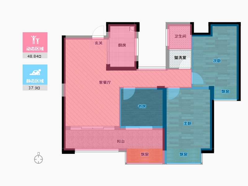 湖南省-常德市-万建紫庭-77.97-户型库-动静分区