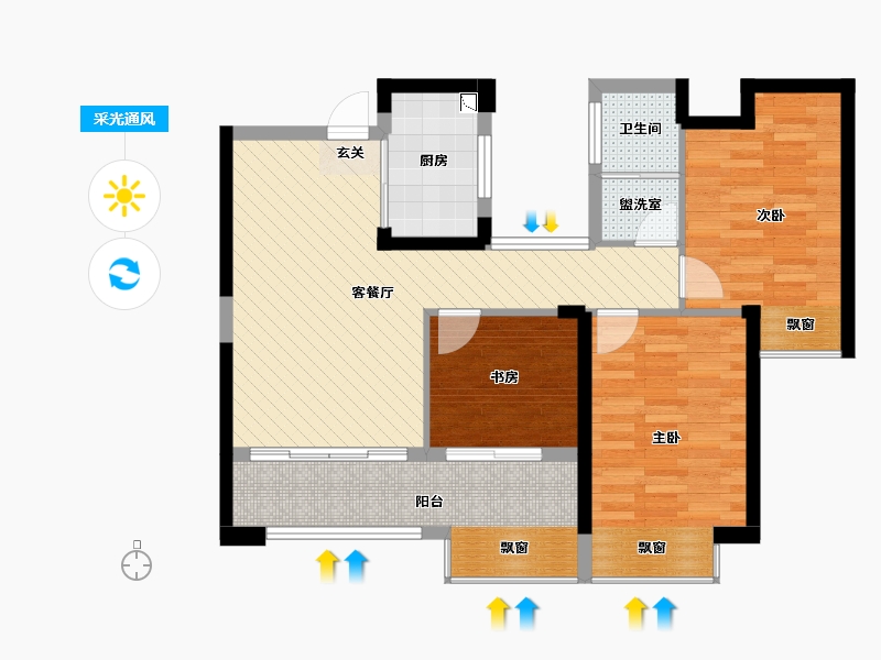 湖南省-常德市-万建紫庭-77.97-户型库-采光通风