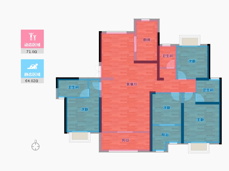 湖南省-常德市-汇景中央广场-120.67-户型库-动静分区