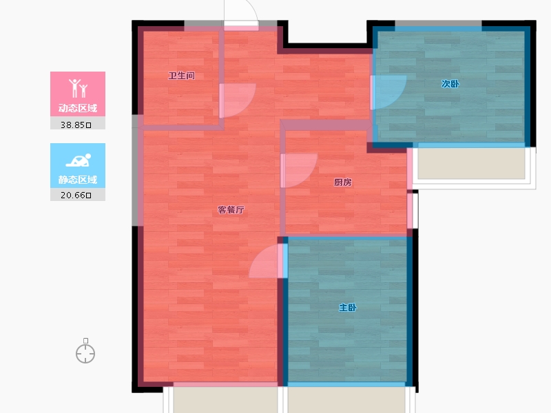 北京-北京市-旭辉城8号楼75M2-53.03-户型库-动静分区