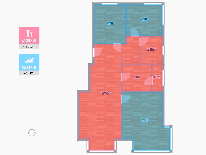 北京-北京市-长阳光和作用13,14号楼95M2-84.41-户型库-动静分区