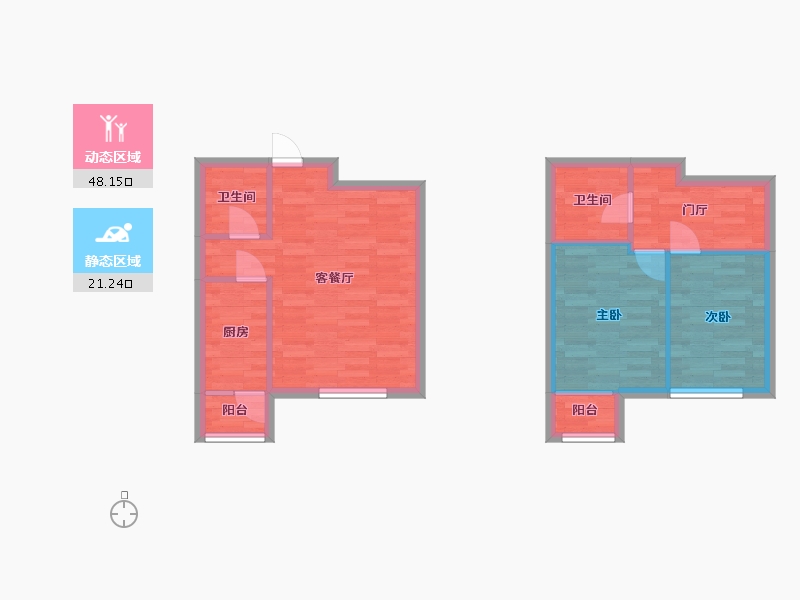 北京-北京市-长阳光和作用82M2-61.50-户型库-动静分区