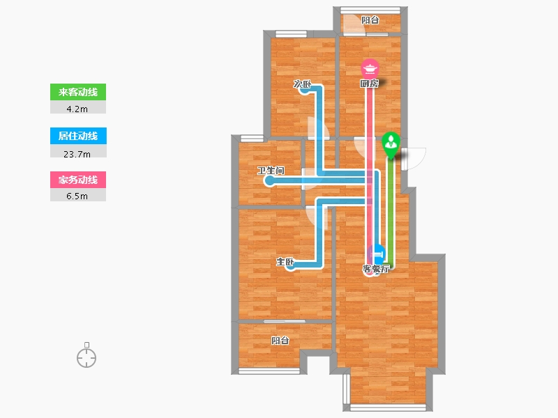 北京-北京市-长阳光和作用B-1户型13,14,15,16,17号楼89M2-70.74-户型库-动静线