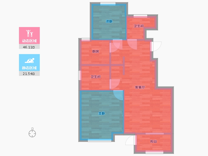 北京-北京市-中海金樾和著11号楼89M2-60.78-户型库-动静分区