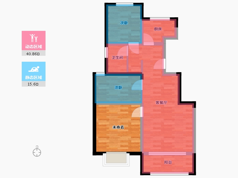 北京-北京市-中海京西里87M2-60.61-户型库-动静分区