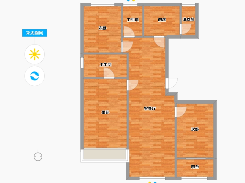 北京-北京市-中粮京西祥云现房4号楼,现房21号楼,现房20号楼115M2-92.22-户型库-采光通风