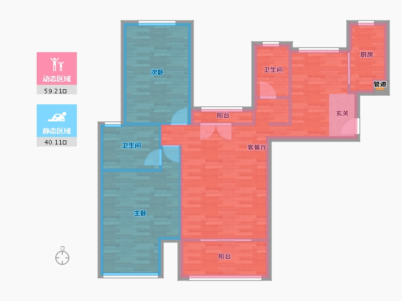 北京-北京市-都丽华府1号楼,2号楼125m²-89.68-户型库-动静分区