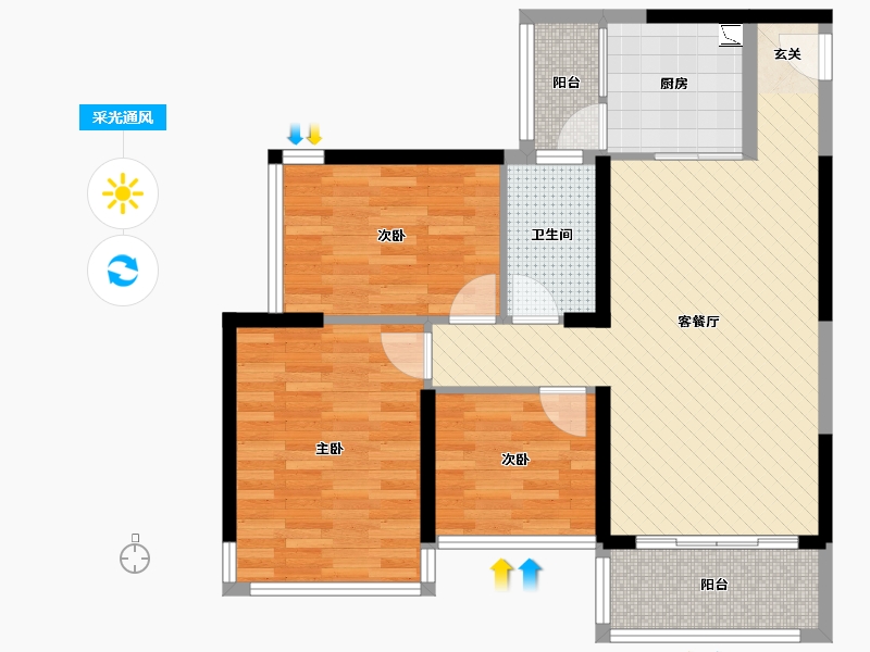 广西壮族自治区-南宁市-西班牙小镇-75.23-户型库-采光通风