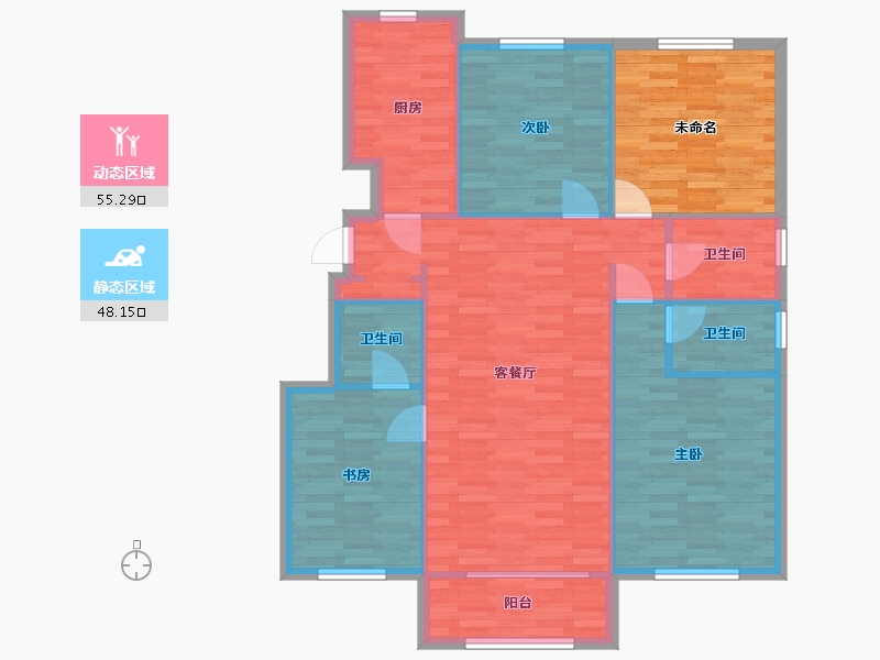 北京-北京市-观山源墅B1号楼148M2-106.40-户型库-动静分区