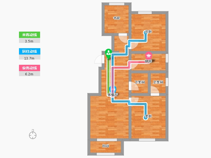 北京-北京市-观山源墅C1号楼96M2-67.23-户型库-动静线