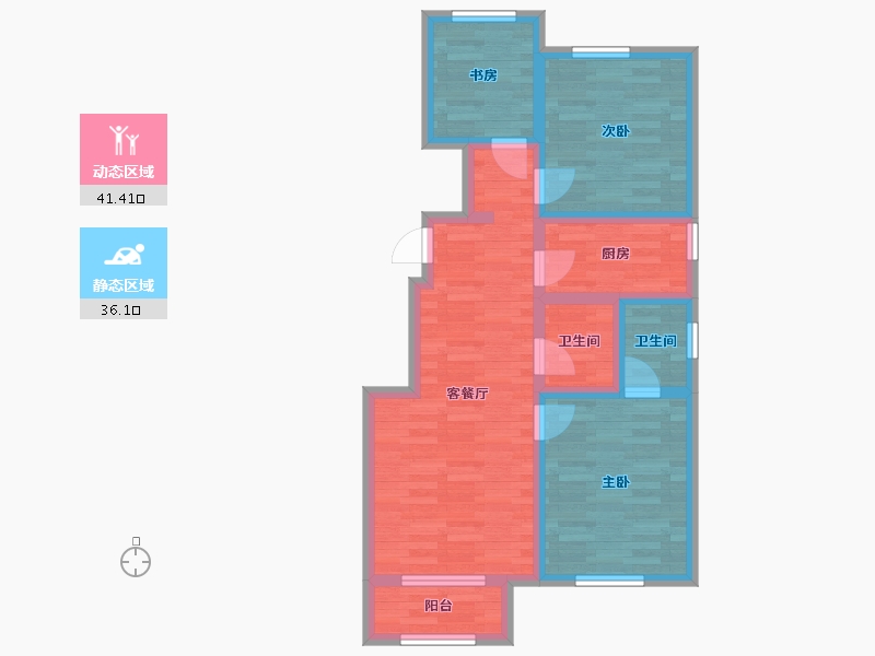 北京-北京市-观山源墅C1号楼96M2-67.23-户型库-动静分区