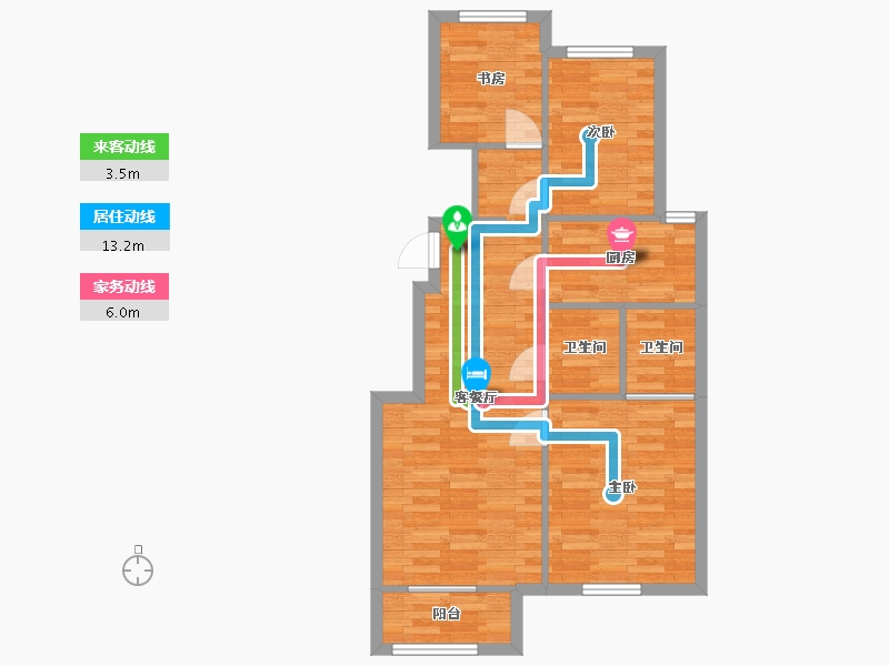 北京-北京市-观山源墅C1号楼93M2-67.07-户型库-动静线