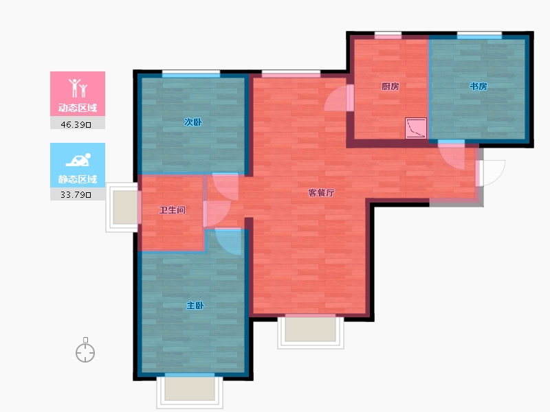 北京-北京市-华发中央公园89M2-71.20-户型库-动静分区