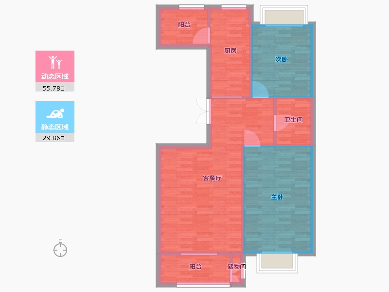 北京-北京市-世界名园57号楼,58号楼,59号楼,60号楼,61号楼97M2-77.60-户型库-动静分区