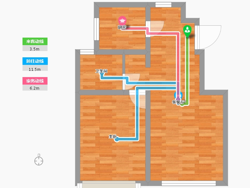 北京-北京市-金地大湖风华3,5,6号楼67M2-49.12-户型库-动静线