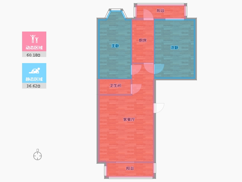 北京-北京市-世界名园1号楼110M2.jpg.1000x-88.00-户型库-动静分区