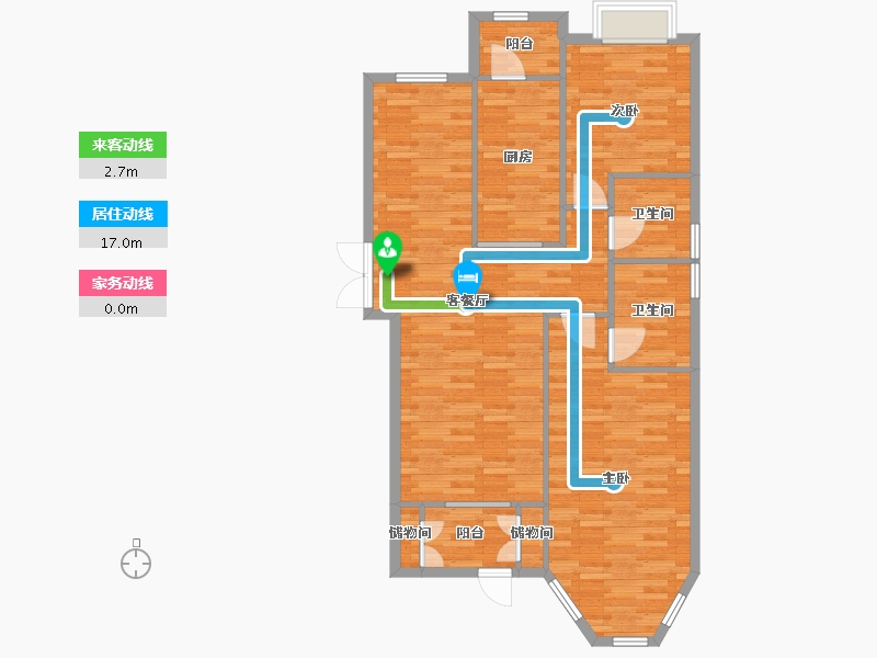 北京-北京市-世界名园2号楼,57号楼,58号楼,59号楼,60号楼,61号楼128M2-102.40-户型库-动静线