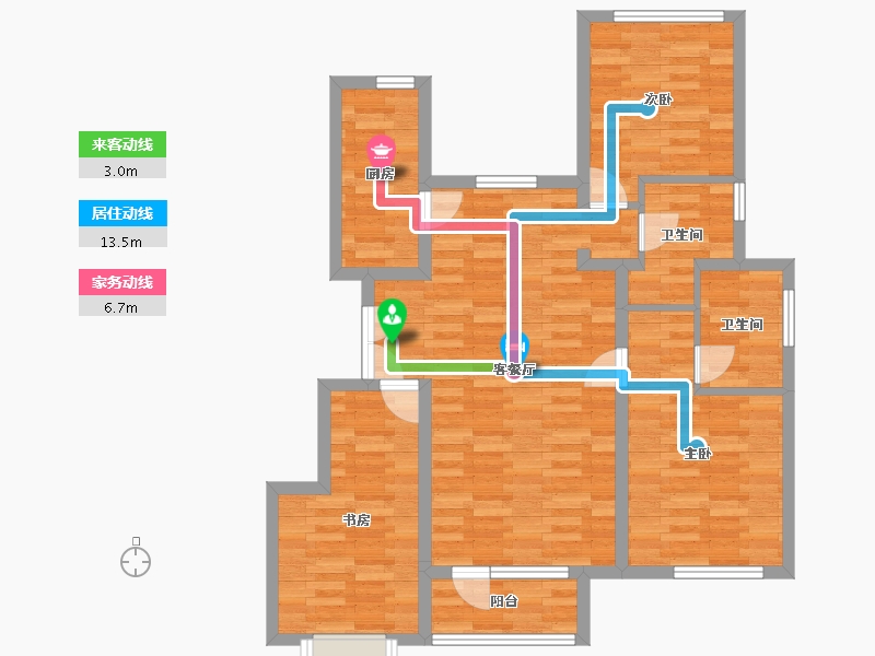 北京-北京市-天恒京西悦府3,4号楼120M2-87.37-户型库-动静线