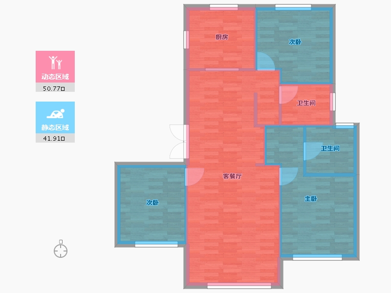 北京-北京市-天恒水岸壹号122M2-84.55-户型库-动静分区