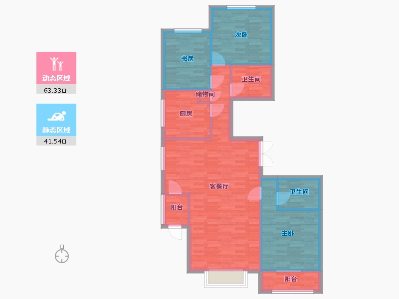 北京-北京市-天资华府4,6,8,9号楼137M2-95.34-户型库-动静分区