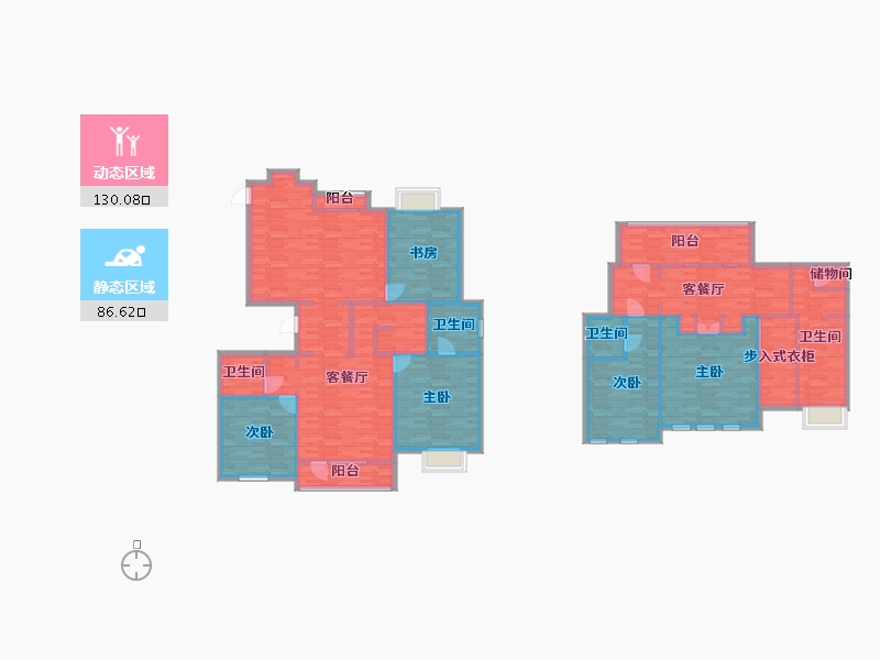 北京-北京市-五矿名品4,7,8,10号楼136M2-196.73-户型库-动静分区