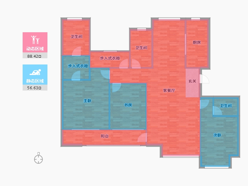 北京-北京市-都丽华府H1户型172m²-133.80-户型库-动静分区