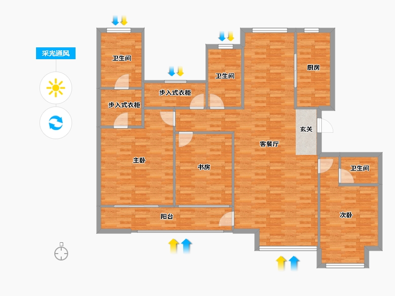 北京-北京市-都丽华府H1户型172m²-133.80-户型库-采光通风