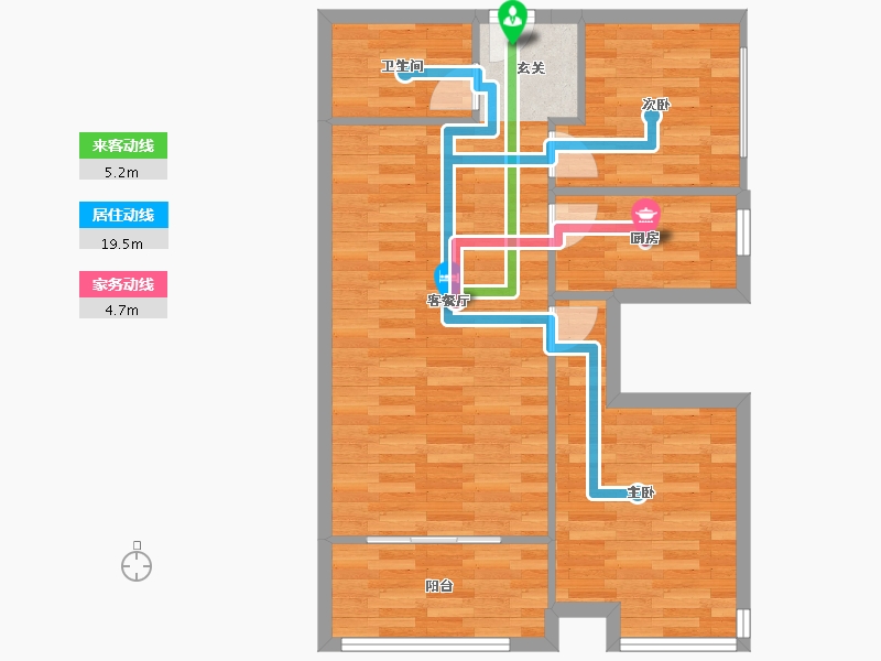 北京-北京市-都丽华府A户型90m²-66.51-户型库-动静线