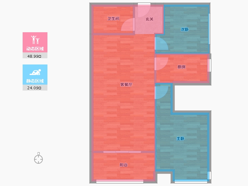 北京-北京市-都丽华府A户型90m²-66.51-户型库-动静分区