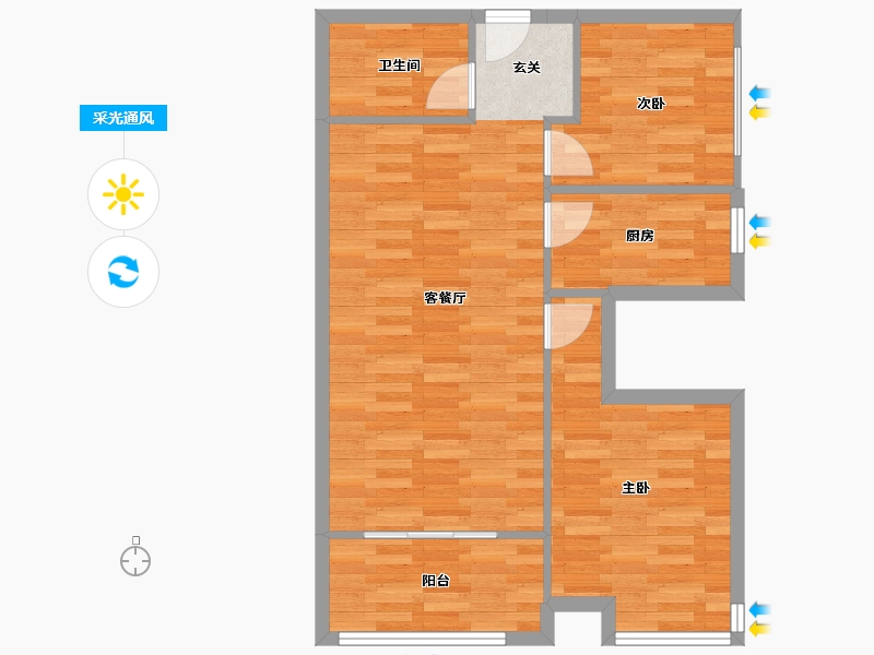 北京-北京市-都丽华府A户型90m²-66.51-户型库-采光通风