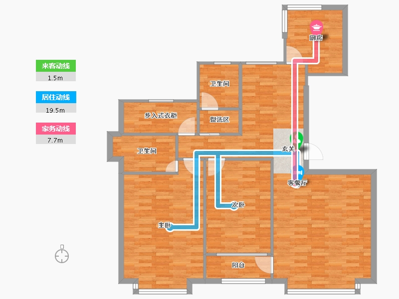 北京-北京市-都丽华府J户型145m²-102.17-户型库-动静线