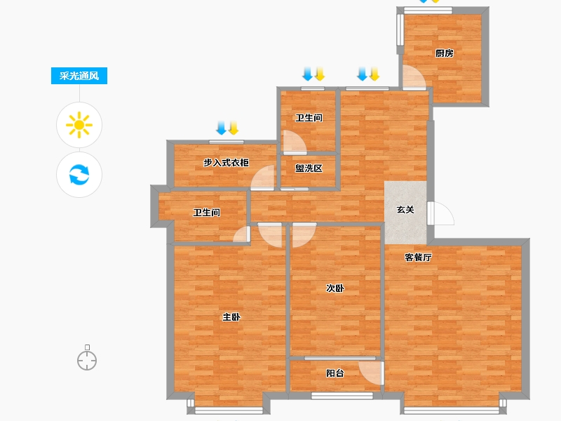 北京-北京市-都丽华府J户型145m²-102.17-户型库-采光通风