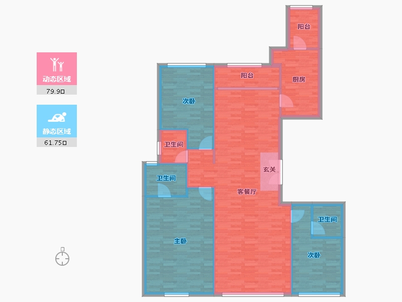 北京-北京市-天润香墅湾1号2号楼（住12）180m²-130.21-户型库-动静分区